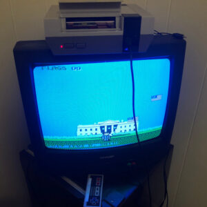 PREZ running on NES (Nintendo Entertainment System) hardware using PowerPak